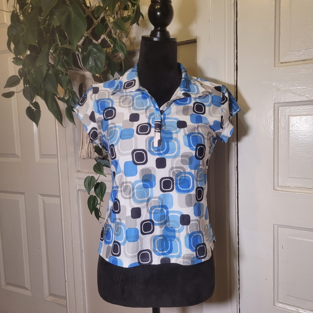 Y2k Chic Blue Patterned Button Down Shirt/t341